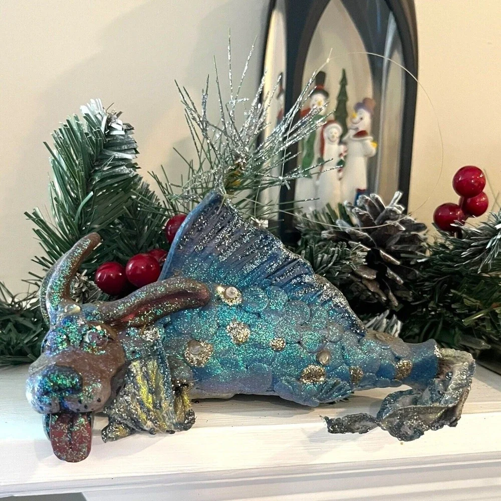 December Diamonds Dog Fish Ornament Mer-dog Collectible Fantasy Animal Mermaid